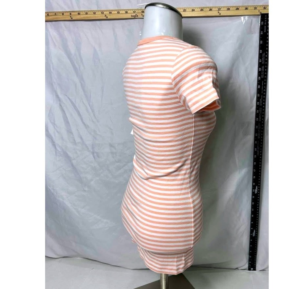 Caslon ~‎ Size XXS ~ White/Coral Striped Scoop Neck Ribbed Cotton Tee ~ NWT - Picture 10 of 10